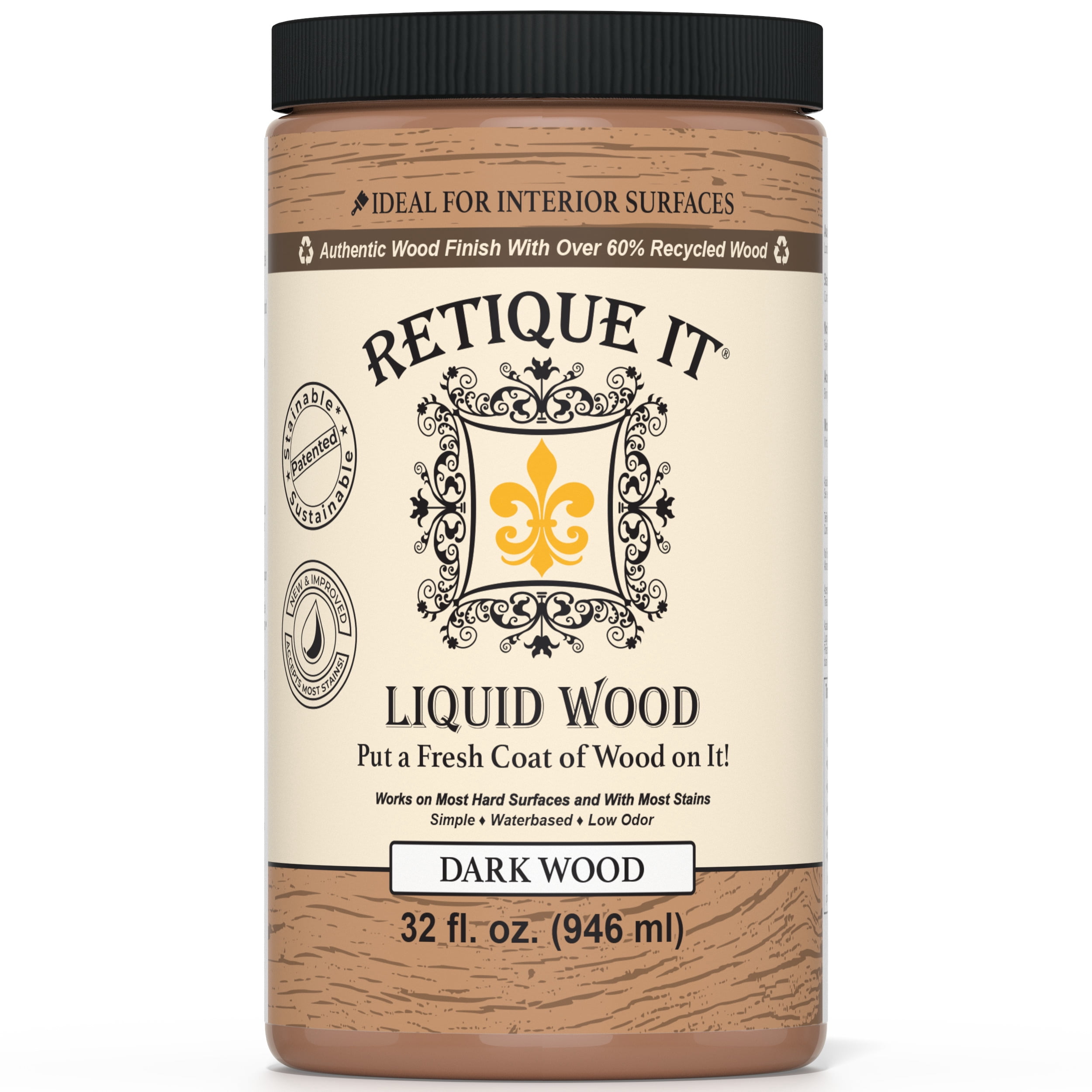 Liquid Wood Coatings - Stainable Primer - Paint It Then Stain It (Dark Wood, Large)