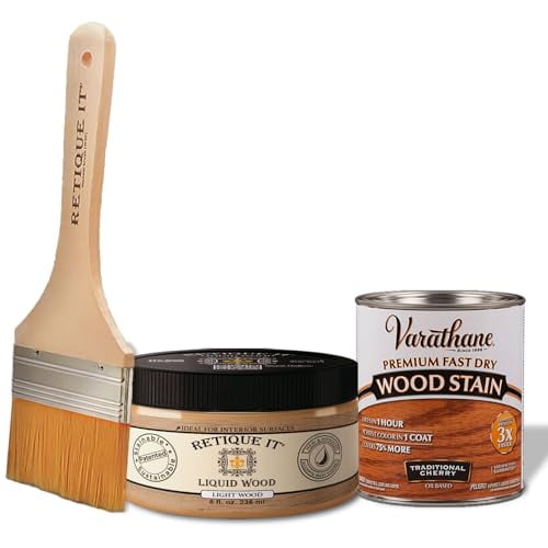 Liquid Wood for Gel Stain & Wood Stain by Retique It - 16oz Light (Perfect Companion to Chalk Furniture Paint, Milk Paint & Cabinet Paint) Beyond Faux Wood Look Paint (8oz, 45 Trad