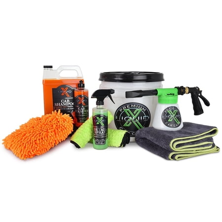 Liquid X Complete Foam Gun Wash Kit - Car Wash Soap, Detail Spray, Wash Mitt, Microfiber Towels, Washing Bucket