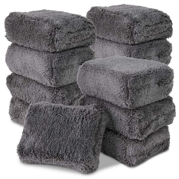 Liquid X Microfiber Applicator Pads 5" x 3" - Ultra Plush Scratch Free Design 12 Pack - Gray