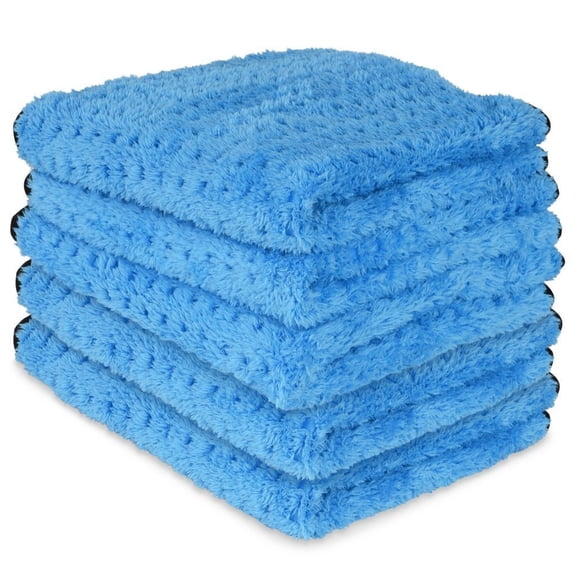 Liquid X Waffle Weave Microfiber Detailing Towel - 16" x 16" Blue - Scratch Free 5 Pack
