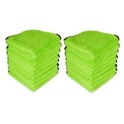 Liquid X Waffle Weave Microfiber Detailing Towel - 16 x 16 Green - Scratch Free 20 Pack