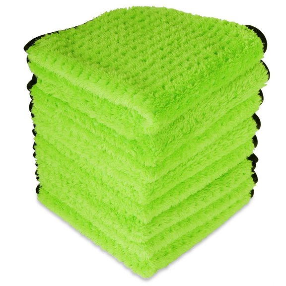 Liquid X Waffle Weave Microfiber Detailing Towel - 16" x 16" Green - Scratch Free 8 Pack