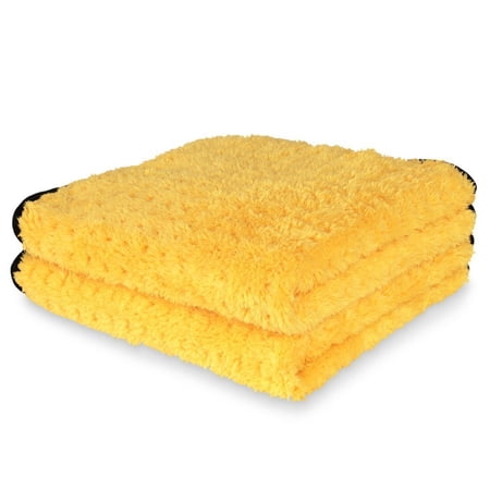 Liquid X Waffle Weave Microfiber Detailing Towel - 16" x 16" Yellow - Scratch Free 2 Pack