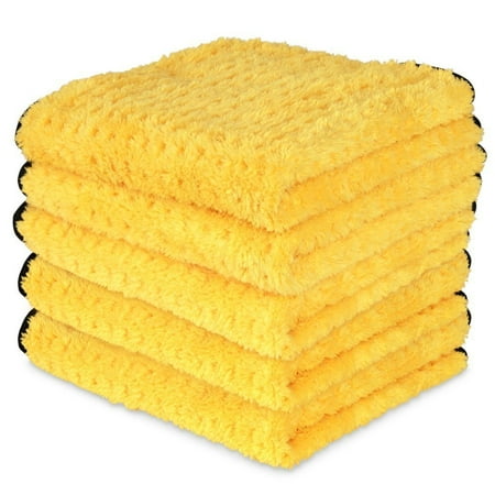 Liquid X Waffle Weave Microfiber Detailing Towel - 16" x 16" Yellow - Scratch Free 5 Pack