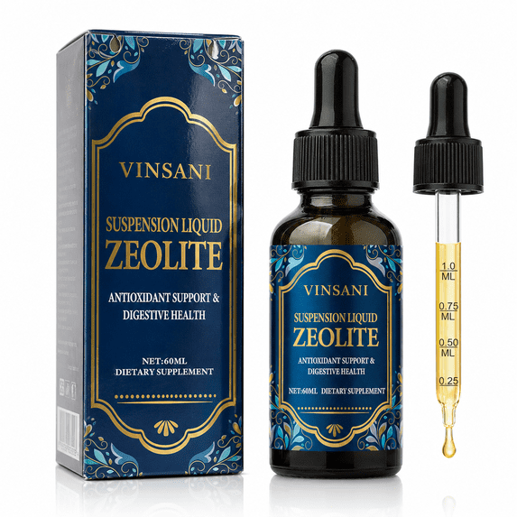Liquid Zeolite Detox Drops Supplement with Micronized Zeolite and Organic Chlorella, 60 mL Liquid Dropper Bottle