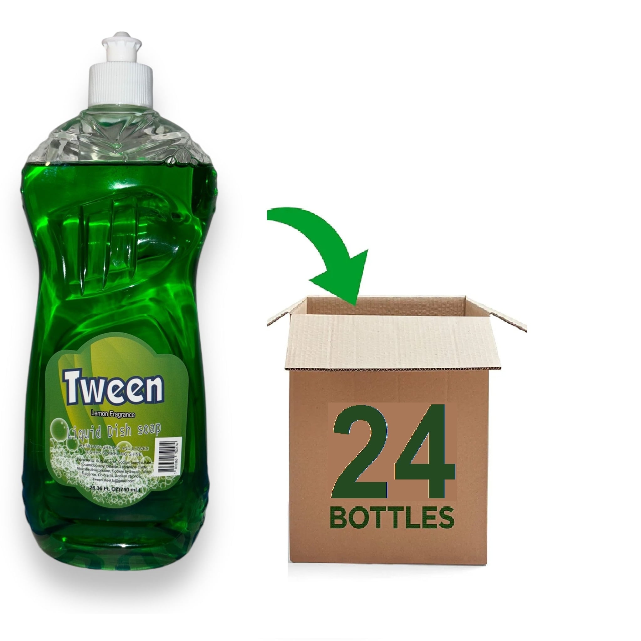 Tween Lemon Fragrance Liquid Dish Soap, 750 ml, Pack of 24 Ultra Concentrated, Cuts Grease