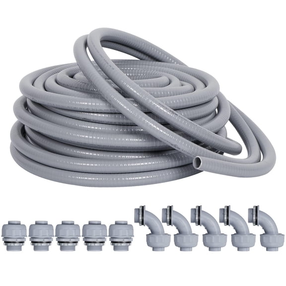 Liquid-tight Conduit and Connector Kit 1/2inch 25ft Flexible Non Metallic Electrical Fitting