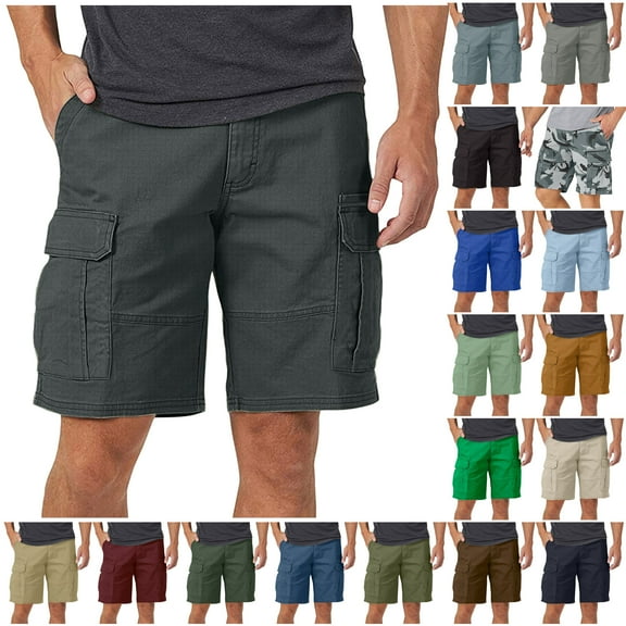 Liquidación DDAPJ pyju Men's Cargo Shorts Flat Front Dress Work Shorts Summer Casual Chino Shorts with Multi Pockets Wine M