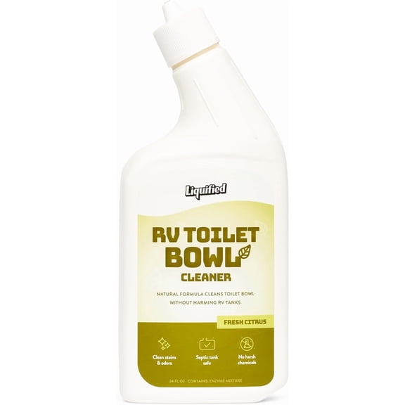 Liquified RV Toilet Bowl Cleaner - Natural RV Toilet Treatment Formula, Septic Tank Safe, No Harsh Chemicals, Citrus Scent, Safely Cleans Stains and Supports Black Tank Health, Made in the USA