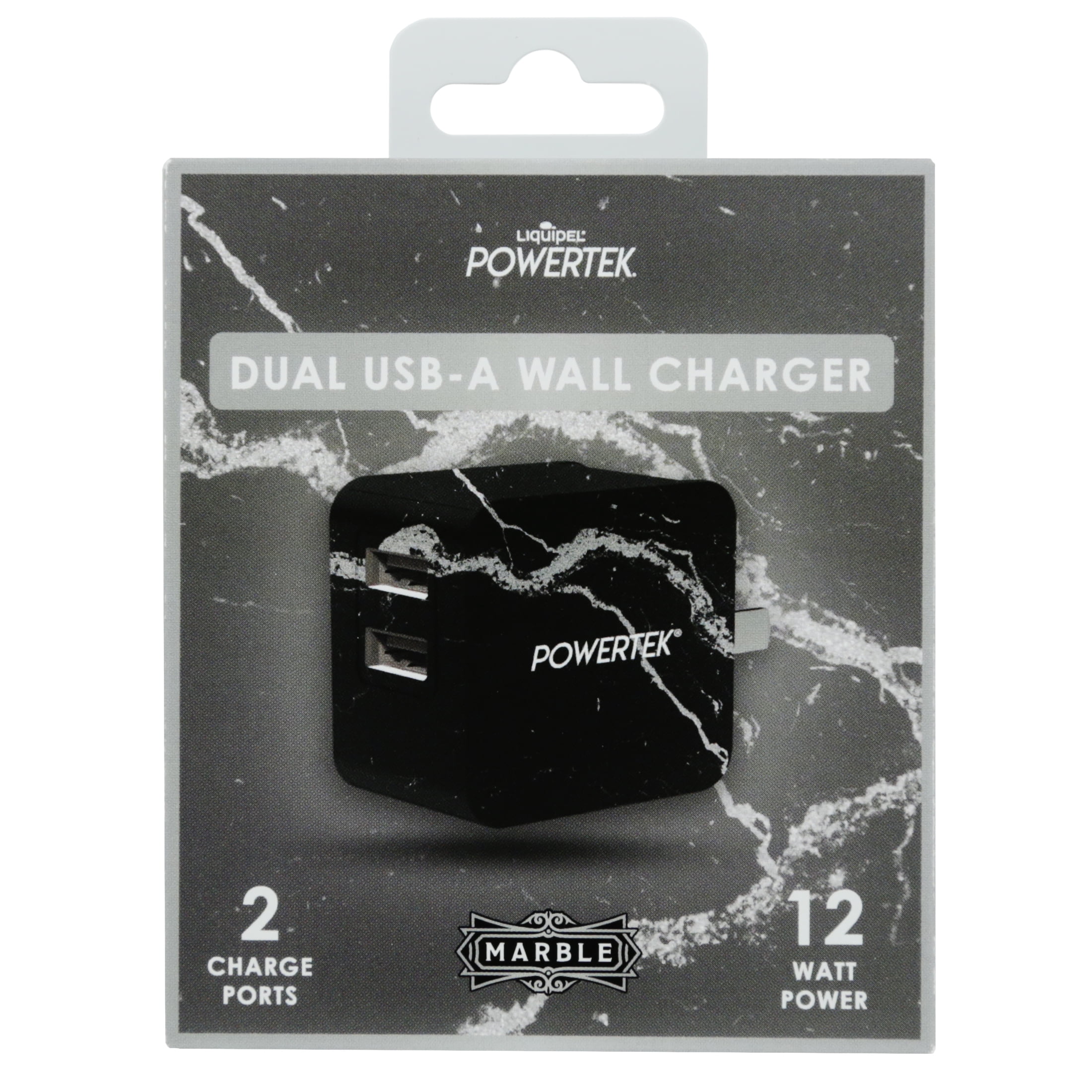 Liquipel Dual USB-A Wall Charger Marble - Black/Silver