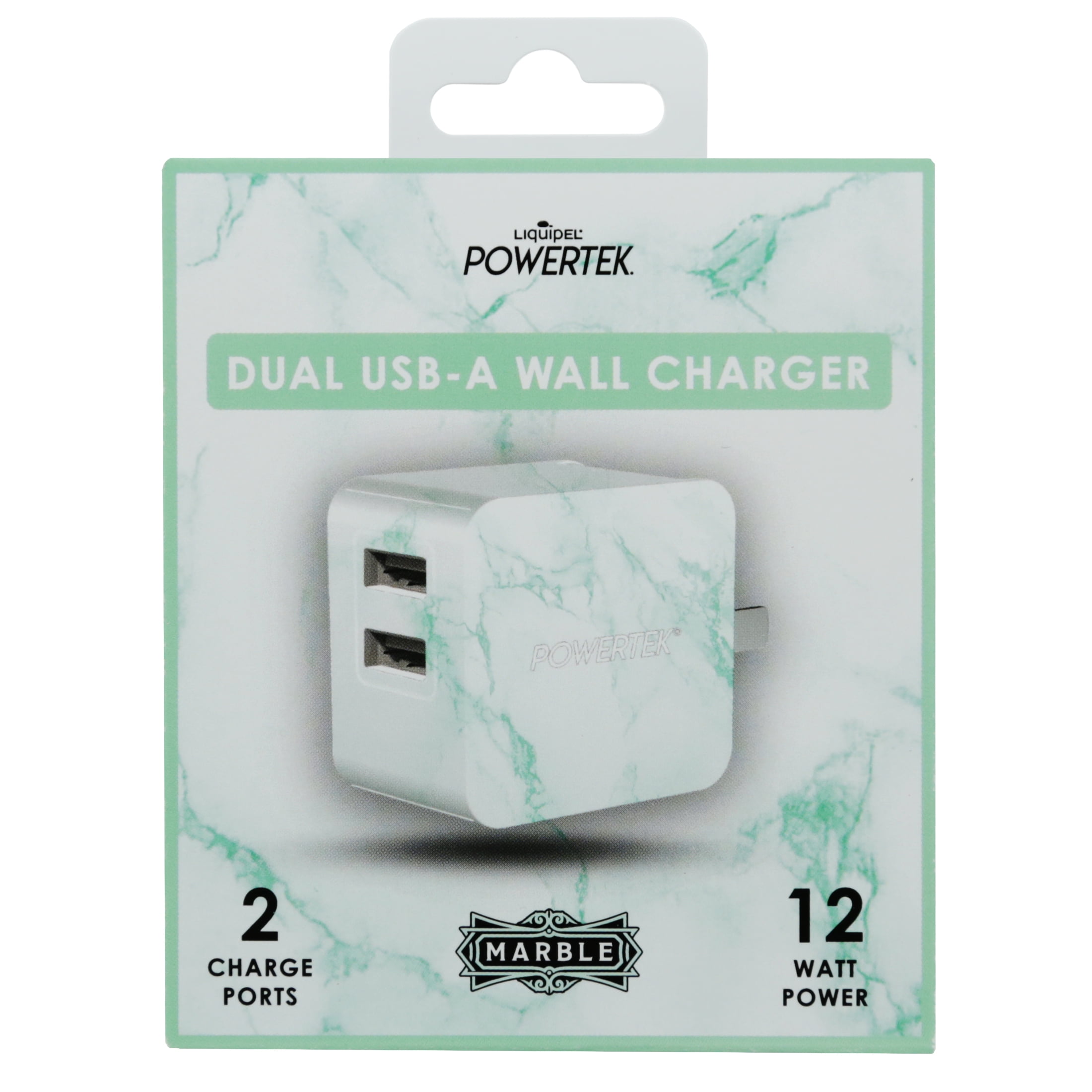 Liquipel Dual USB-A Wall Charger Marble - Mint