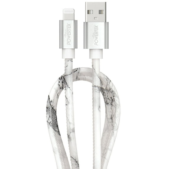Liquipel Lightning Marble Cable - White/Silver
