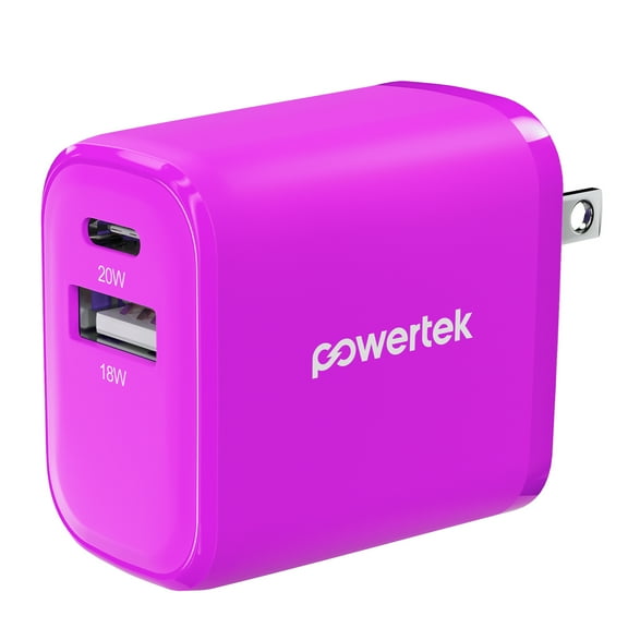 Liquipel Powertek 20W A/C Combo Wall Charger Light-Up - Purple