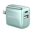 thumbnail image 1 of Powertek 20W USB-C PD + 18W USB-A Dual Port Wall Charger, Metallic Shine Pastel, Mint, 1 of 6