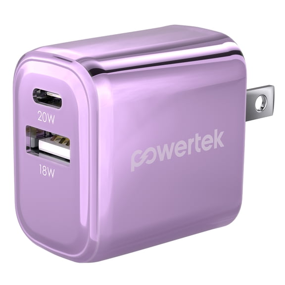 Powertek 20W A/C Combo Wall Charger Metallic Shine Pastel - Purple