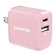 thumbnail image 1 of Powertek 20W USB-C PD + 18W USB-A Dual Port Wall Charger, Two-Tone Pastel, Pink, 1 of 6