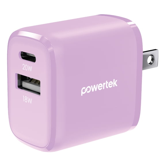 Powertek 20W A/C Combo Wall Charger Two-Tone Pastel - Purple