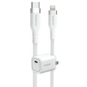 Liquipel Powertek 30W USB-C Wall Charger + USB-C to MFI Lightning Cable Bundle - White