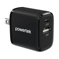 thumbnail image 1 of Powertek 20W USB-C PD + USB-A Dual Port Wall Charger, Carbon Design, Black, 1 of 7