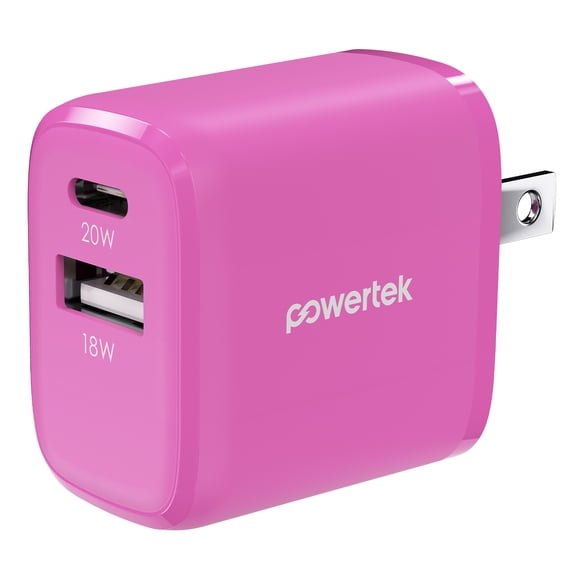 Powertek Carbon Design 20W A/C Combo Charger - Pink