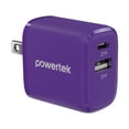 thumbnail image 1 of Powertek 20W USB-C PD + USB-A Dual Port Wall Charger, Carbon Design, Purple, 1 of 8
