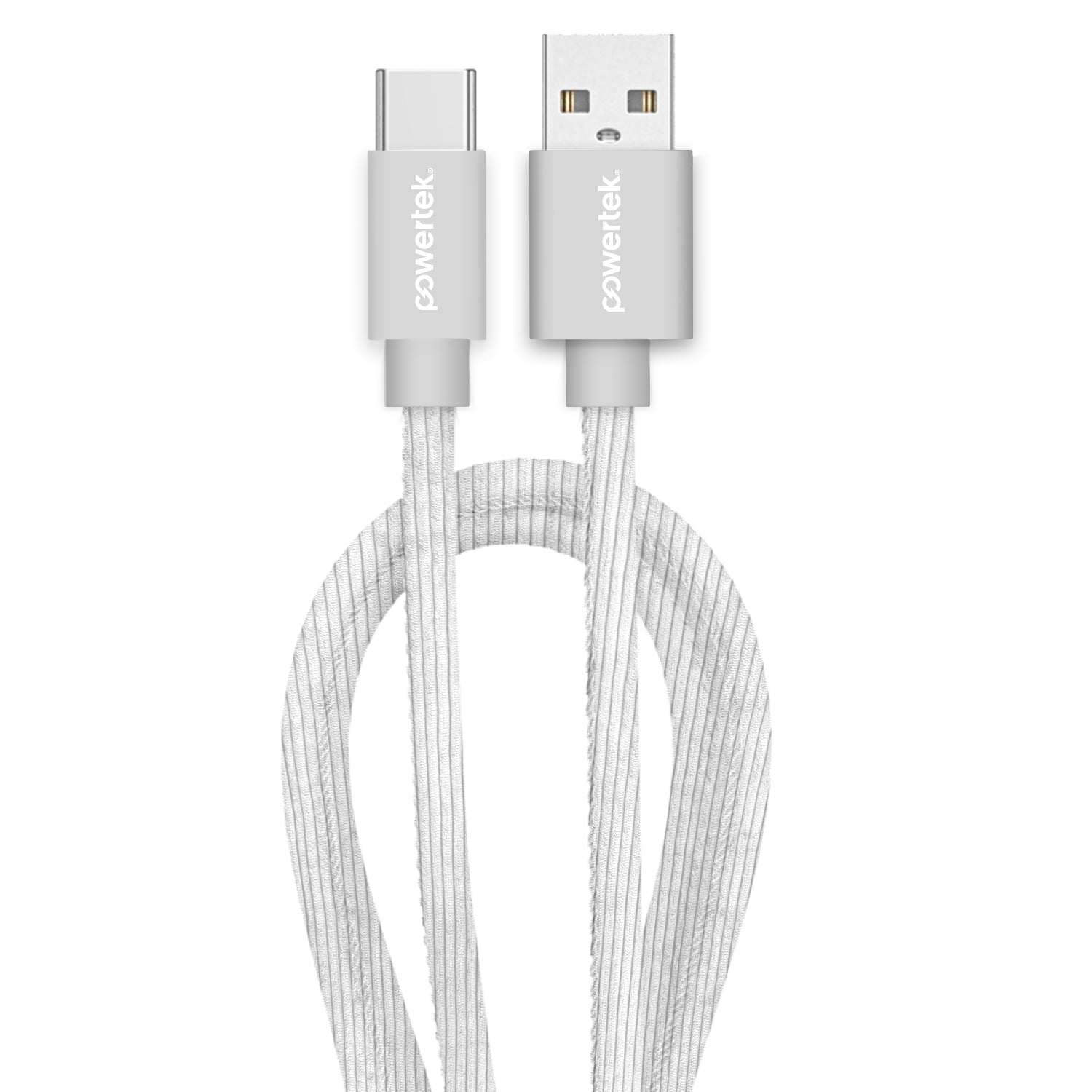 Liquipel Powertek Corduroy USB-A to USB-C - White