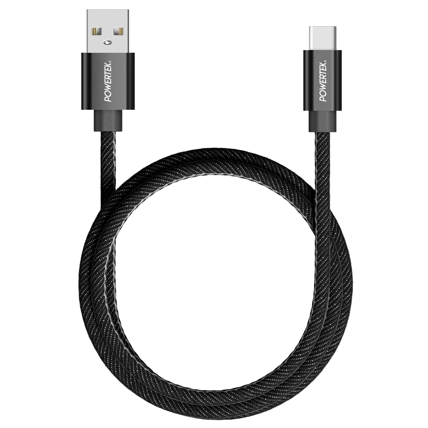 Liquipel Powertek Denim USB A to USB C Cable, Black