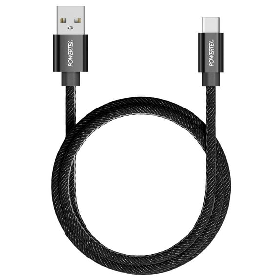 Liquipel Powertek Denim USB A to USB C Cable, Black