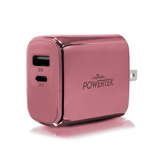 Liquipel Powertek Diamond Shine Type-C Fast Charging Wall Charger 20W PD USB-C with Foldable Plug, for iPhone, iPad, iWatch, Galaxy, Tablet