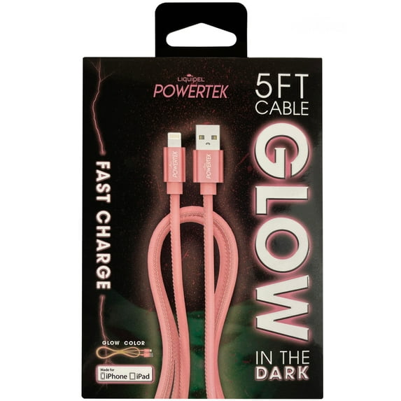 Liquipel Powertek Glow in Dark Cable Lightning - Pink