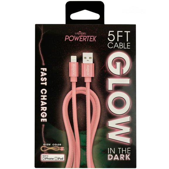 Liquipel Powertek Glow in Dark Cable Lightning - Pink