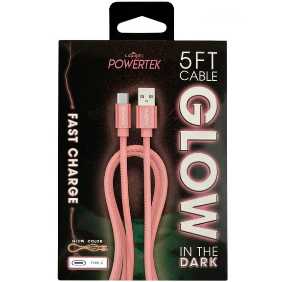 Liquipel Powertek Glow in Dark Cable Type C - Pink