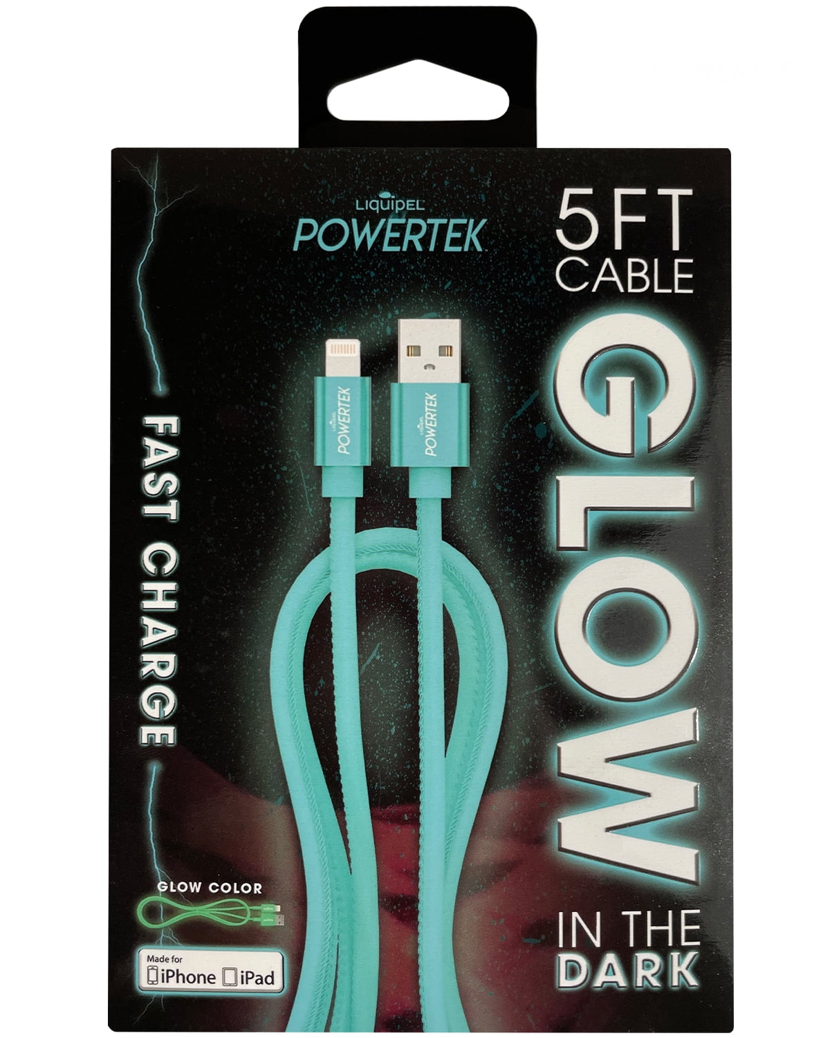 Liquipel Powertek Glow in Dark Cable lightning - Blue
