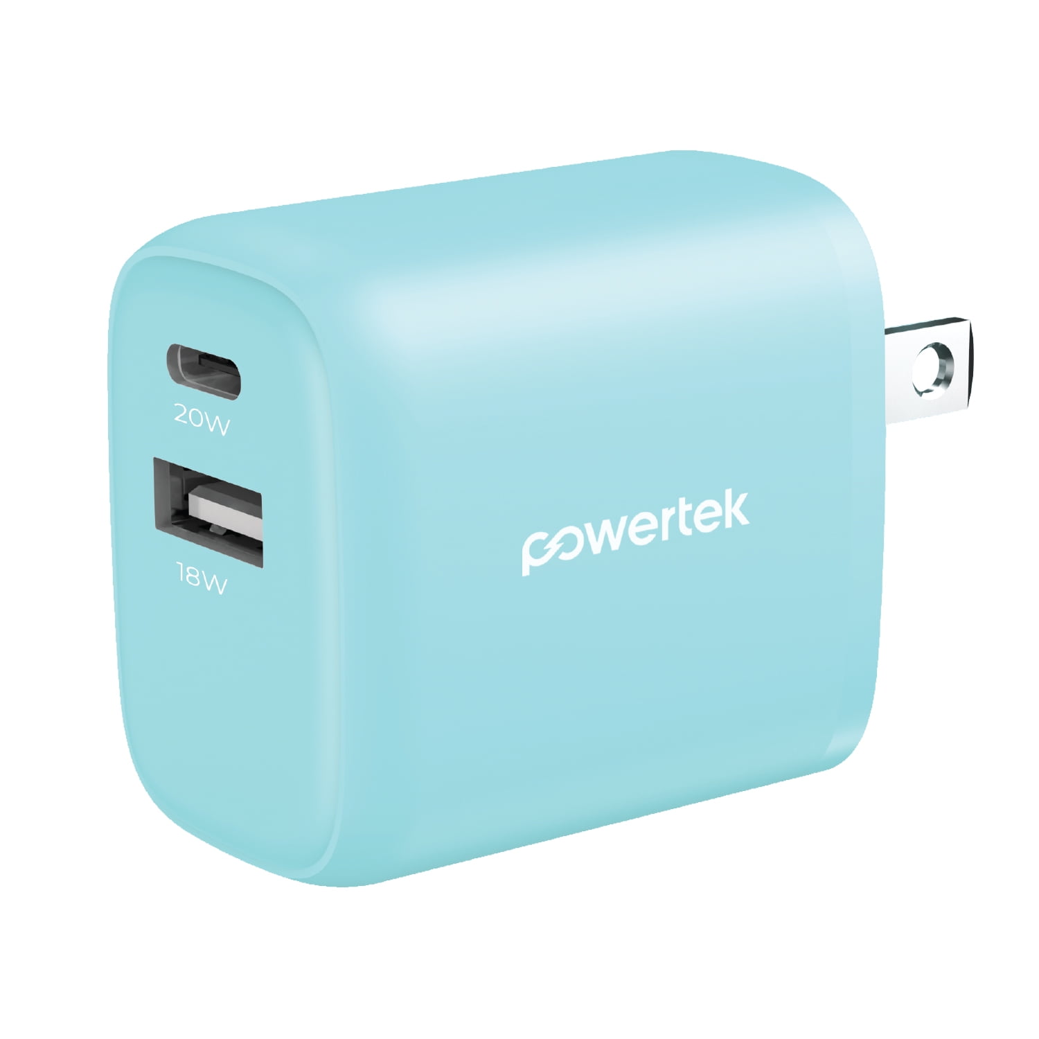 Liquipel Powertek Glow in the Dark 20W Combo Wall Charger - Blue