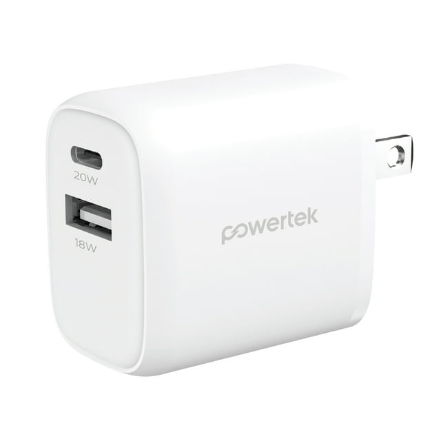 Liquipel Powertek Glow in the Dark 20W Combo Wall Charger - White