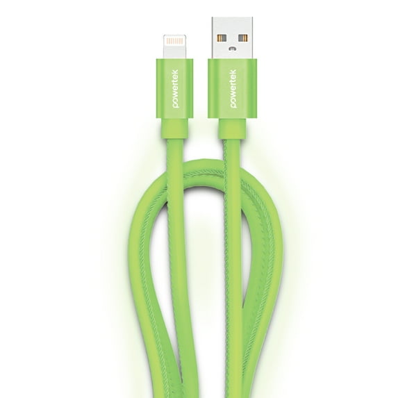 Liquipel Powertek Glow in the Dark USB-A to Lightning - Green