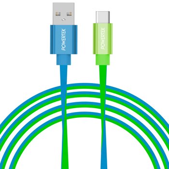 Liquipel Powertek Neon Two-Tone USB-A to USB-C - Blue/Green
