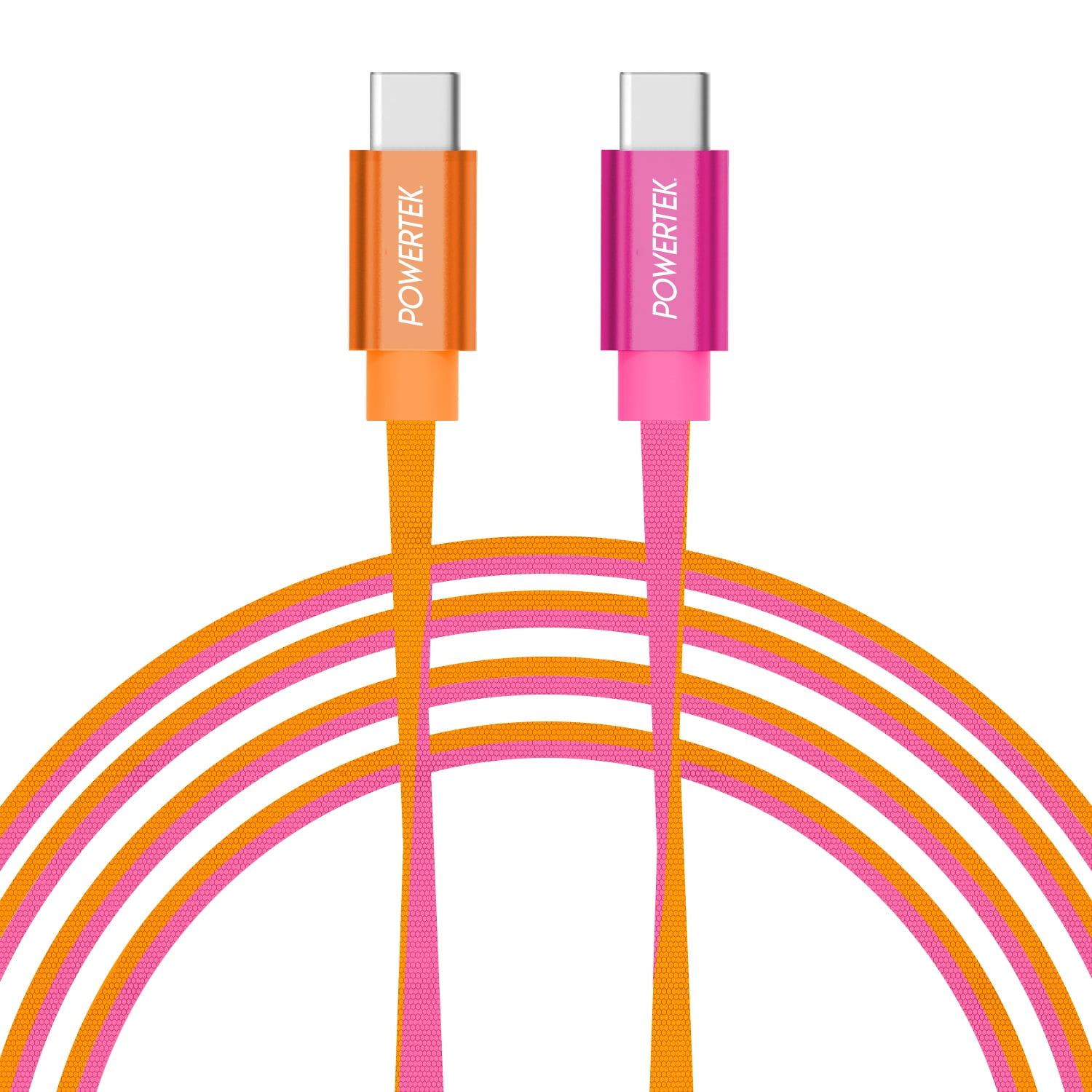Liquipel Powertek 6' USB-C to USB-C Cable, Orange and Pink