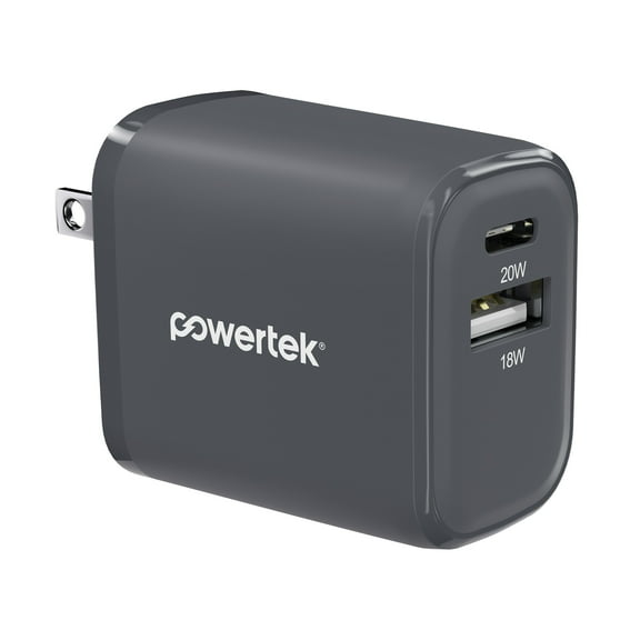 Liquipel Powertek Pastel Braided 20W Combo Wall Charger - Grey