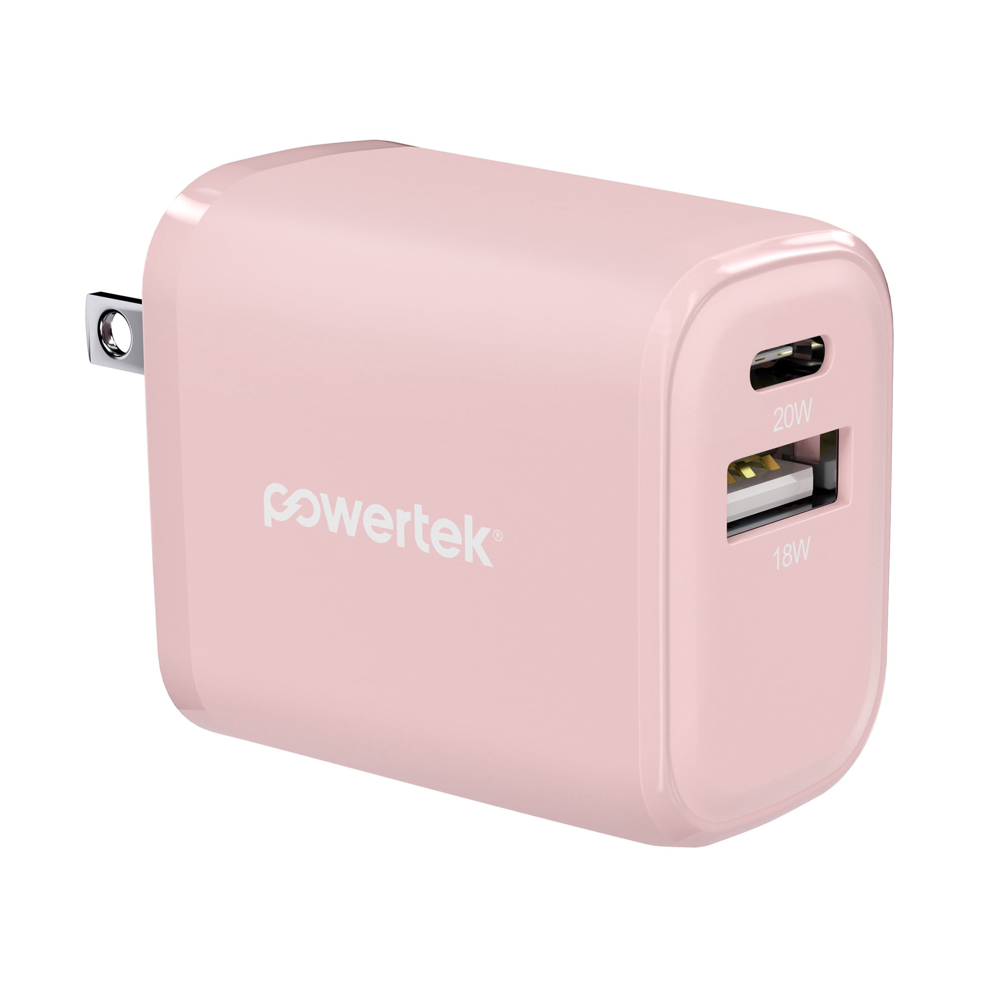 Liquipel Powertek Pastel Braided 20W Combo Wall Charger - Pink