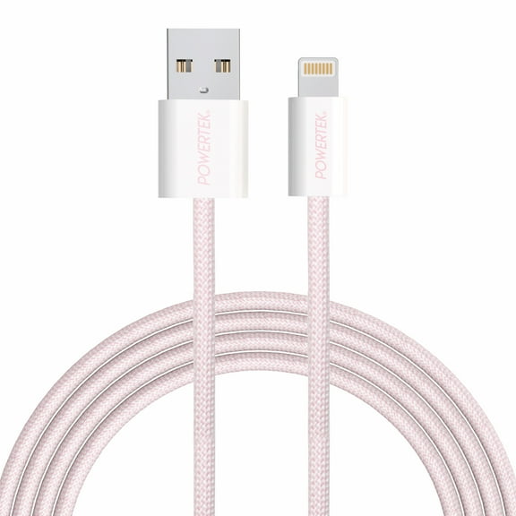 Liquipel Powertek Pastel Braided USB-A to Lightning - Light Pink