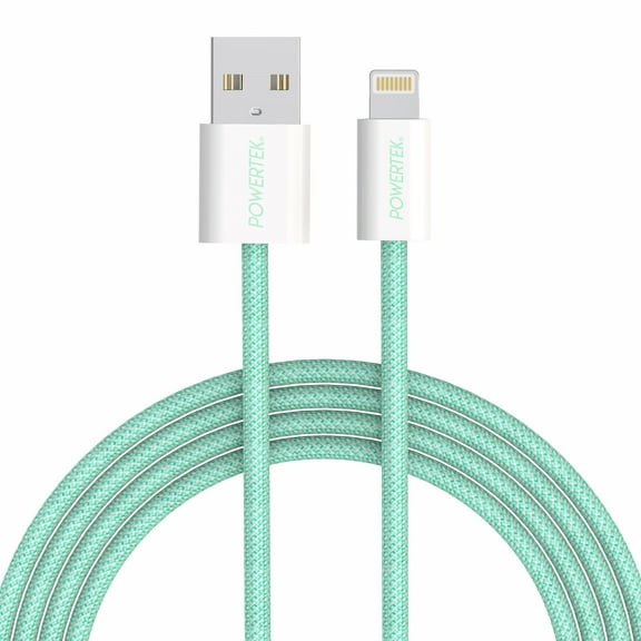 Liquipel Powertek Pastel Braided USB-A to Lightning - Mint
