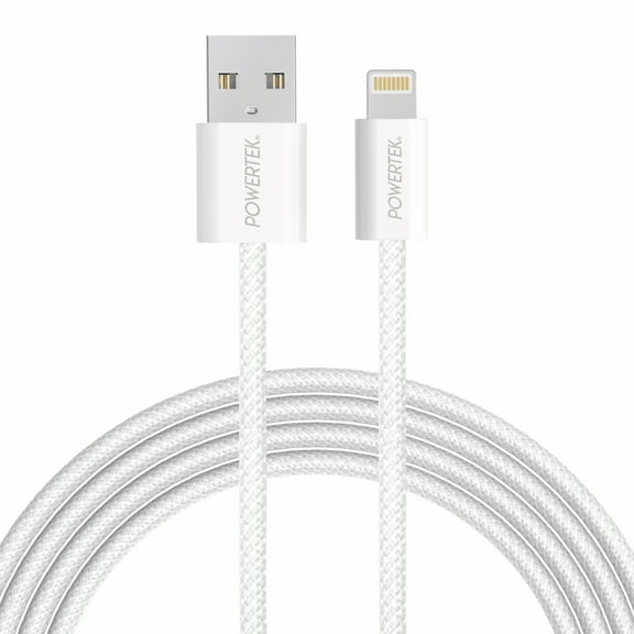 Liquipel Powertek Pastel Braided USB-A to Lightning - White