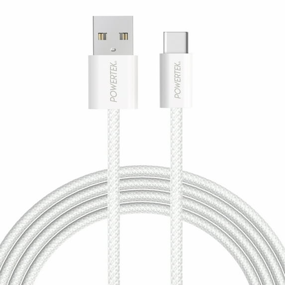 Liquipel Powertek Pastel Braided USB-A to USB-C - White