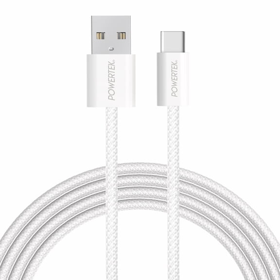 Liquipel Powertek Pastel Braided USB-A to USB-C - White