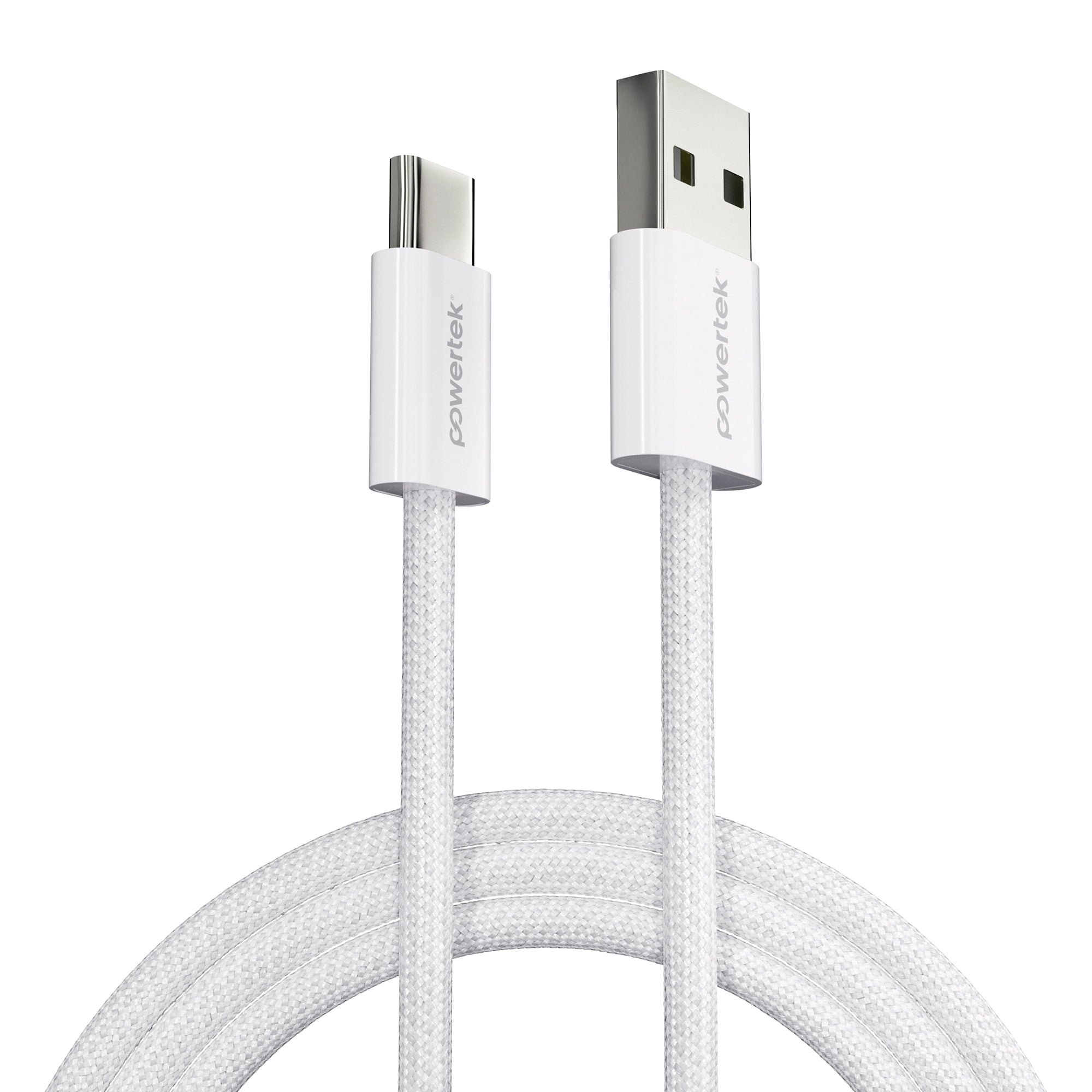 Liquipel Powertek Pastel Braided USB-A to USB-C - White