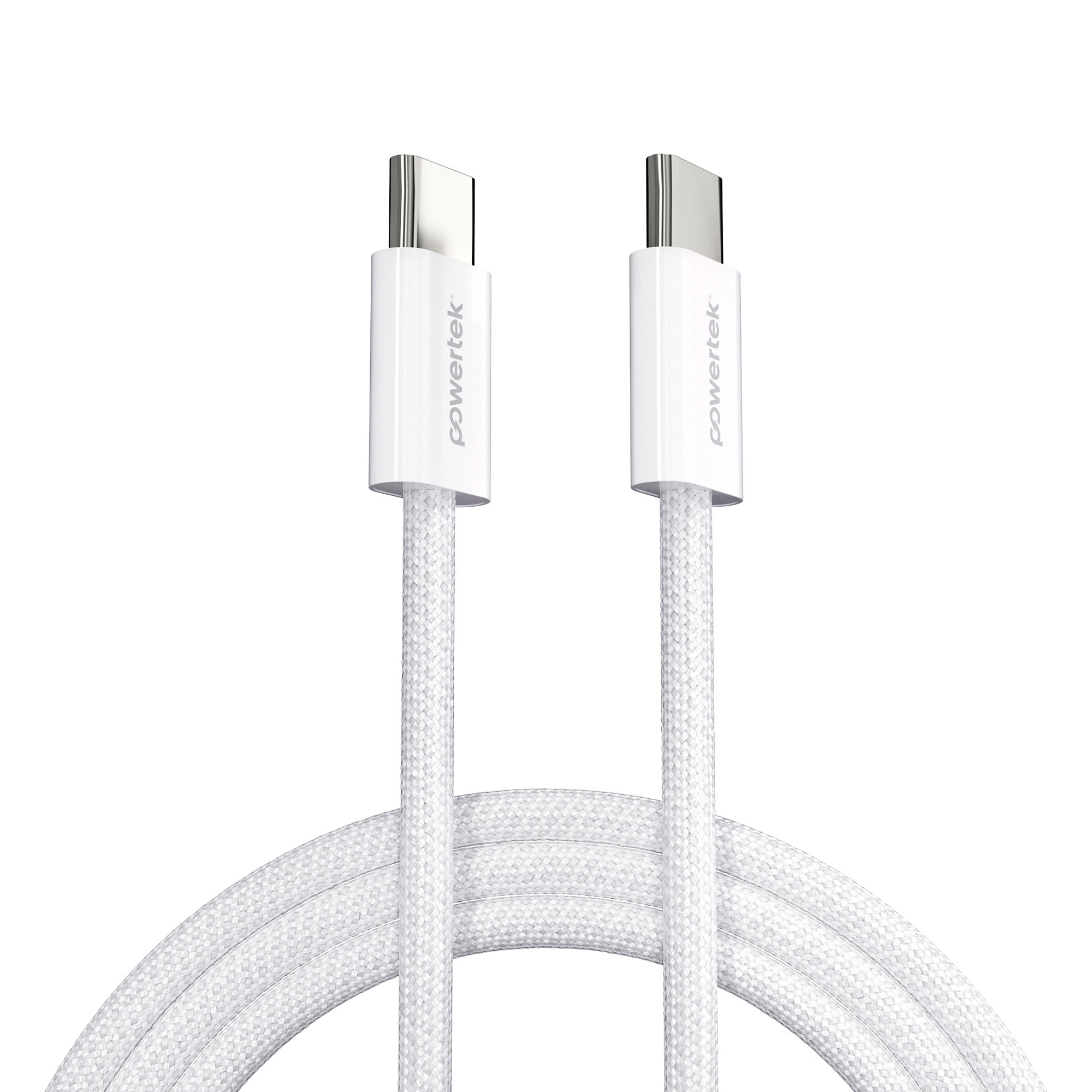 Liquipel Powertek Pastel Braided USB-C to USB-C - White