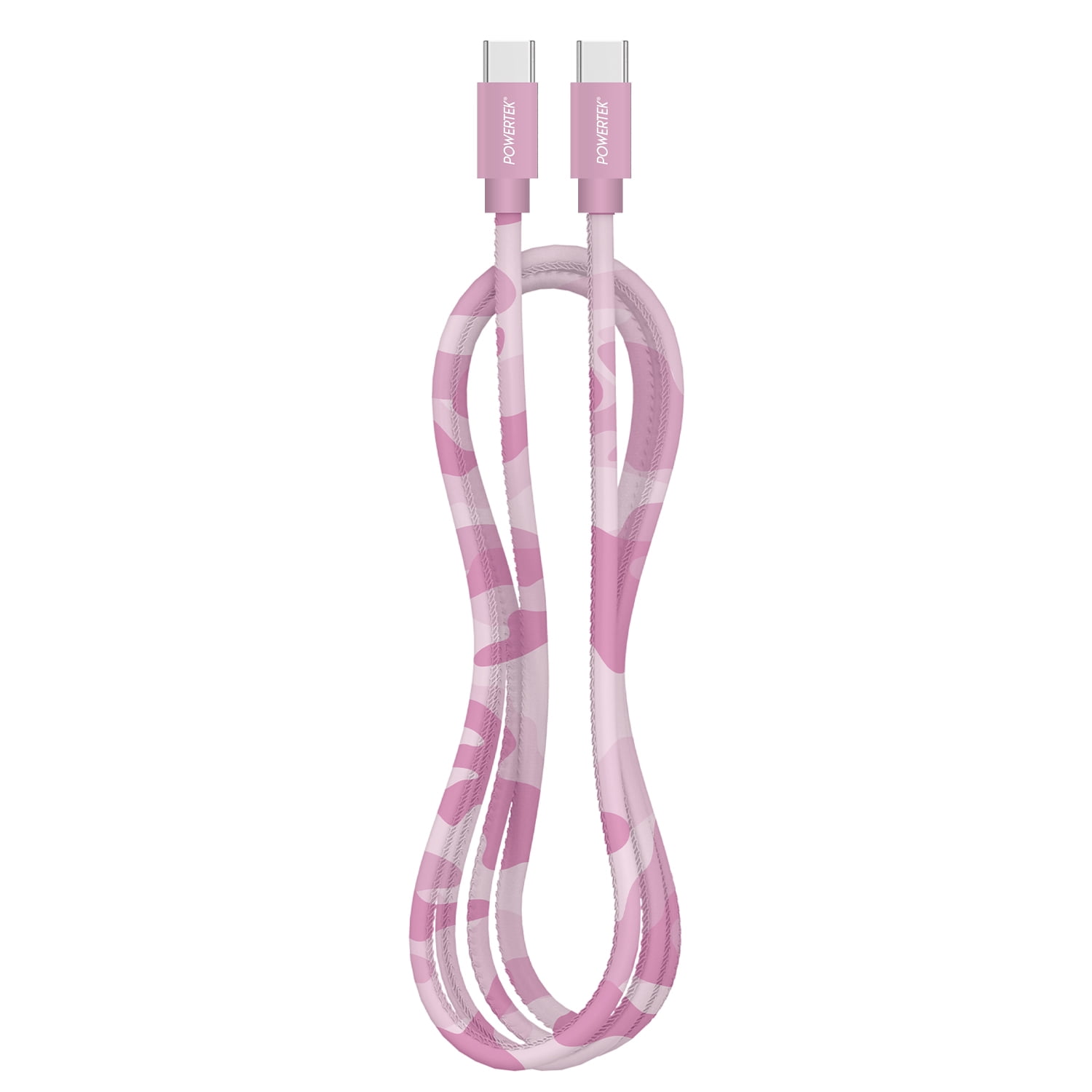Liquipel Powertek Pastel Camo 6' USB-C to USB-C Cable, Pink