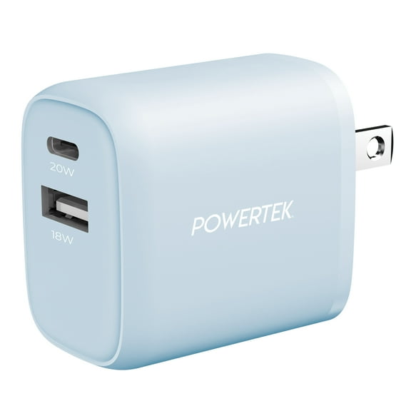 Liquipel Powertek Pastel Camo Dual USB-A / USB-C Wall Charger - Blue